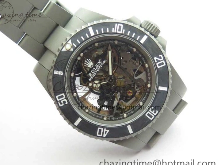 0522 Submariner 116610 Andrea Pirlo Sandblasted ROF Best Edition Carbon Bezel on Skeleton DIal SA TimelessDesign 2789
